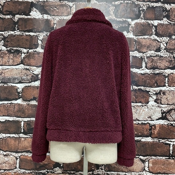Z Supply NWT Sherpa Fleece Full Zip Jacket Coat Maroon Size Small Sweatshirt - Picture 10 of 14
